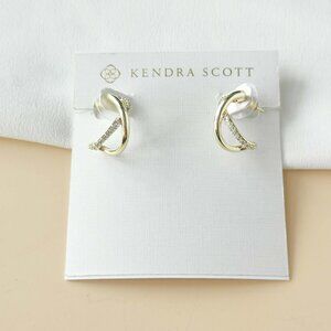 NEW Kendra Scott Annie Infinity Gold White Crystal Earrings